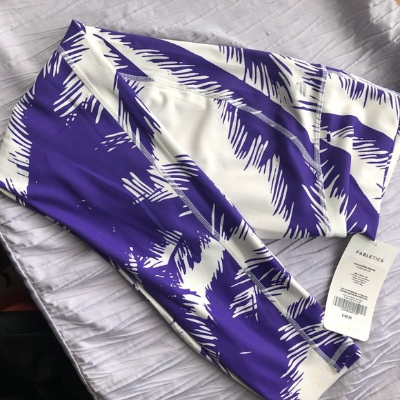 Fabletics Purple palm print High waisted gym pants - Picture 2 of 6
